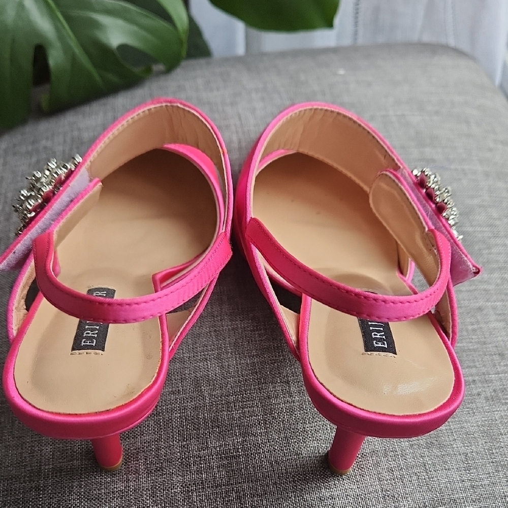 Vibrant Pink Heels with Dazzling Embellishment - Picture 6 of 14